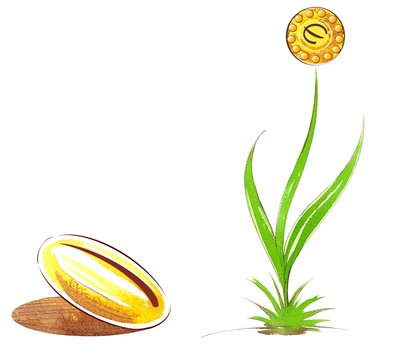 Semilla y brote - ilustración de alegoría financiera de Neale Osborne