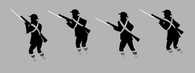 Soldados de la Primera Guerra Mundial con bayonetas - saliendo de las trincheras de Neale Osborne