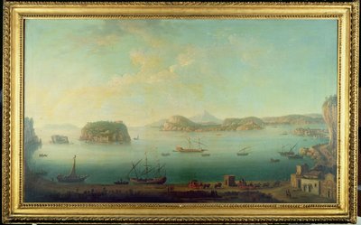 Una Vista en la Costa cerca de Nápoles con las Islas de Nisida, Procida, Ischia y Capri de Neapolitan School