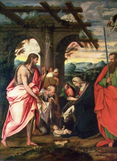 Nacimiento de Cristo con San Pablo y San Juan Bautista de Neapolitan School