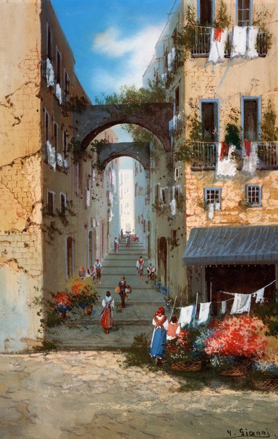 Vista de Nápoles de Neapolitan School