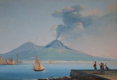 Vista de la Bahía de Nápoles con el Monte Vesubio de Neapolitan School