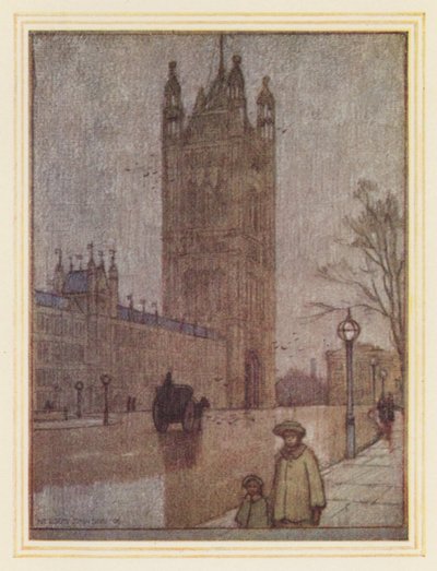 Torre Victoria, Cámara de los Lores (litografía en color) de Nelson Dawson