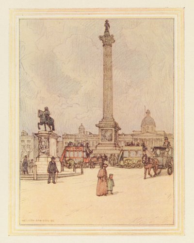 Trafalgar Square (litografía en color) de Nelson Dawson
