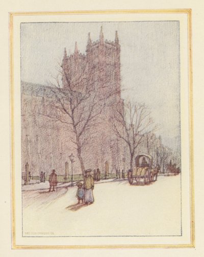 Abadía de Westminster (litografía en color) de Nelson Dawson