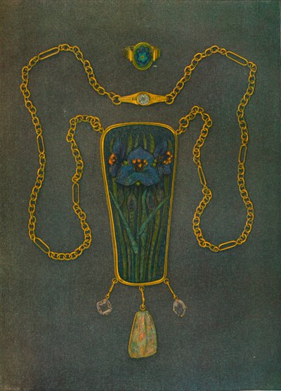 Un Collar en Oro, Esmalte y Piedras Preciosas, c1901 de Nelson Ethelred Dawson