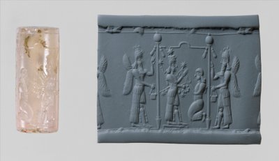 Sello cilíndrico de Ishtar e impresión moderna, c. siglo VIII-VII a.C. de Neo Assyrian Neo Assyrian