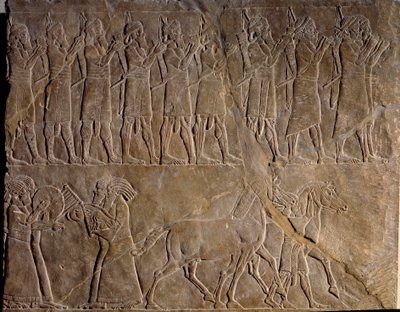 Los músicos del ejército de Asurbanipal de Neo Assyrian