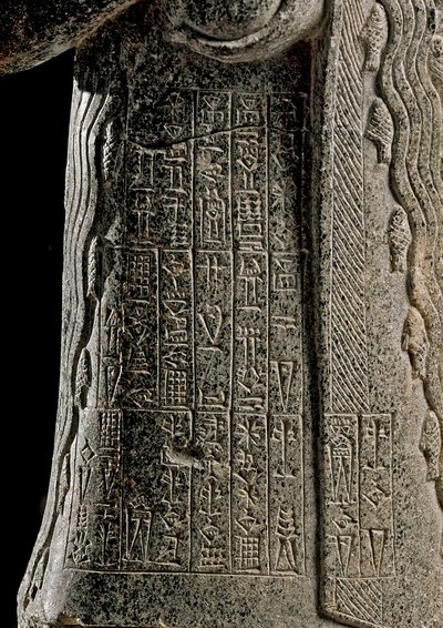 Arte sumerio: detalle de la estatua de Gudea, príncipe de Lagash de Neo Sumerian Neo Sumerian