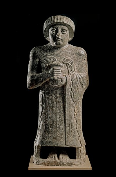 Arte sumerio: Detalle de la estatua de Gudea, Príncipe de Lagash conocido como 