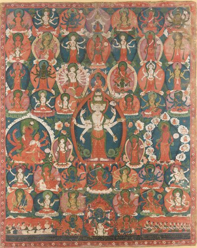 Un Paubha de Avalokiteshvara de once cabezas de Nepalese School