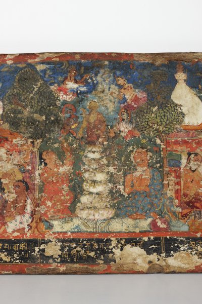 (detalle) de una cubierta de manuscrito budista de Nepalese School