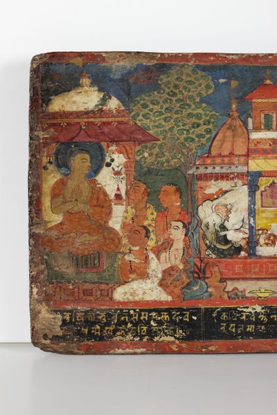 (detalle) de una cubierta de manuscrito budista de Nepalese School