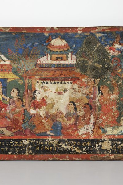 (detalle) de una cubierta de manuscrito budista de Nepalese School