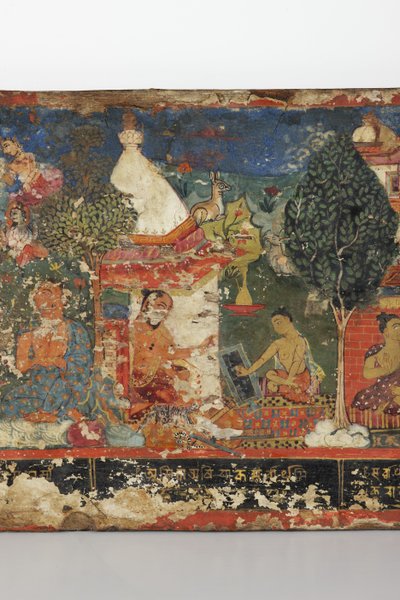 (detalle) de una cubierta de manuscrito budista de Nepalese School