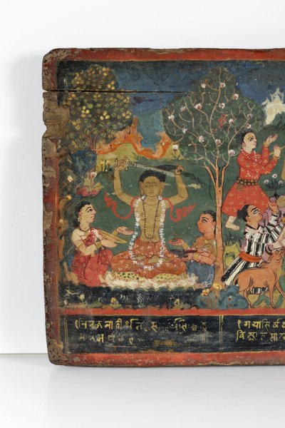 (detalle) de una cubierta de manuscrito budista de Nepalese School