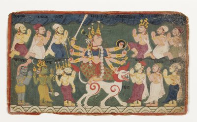 Mahalakshmi montando su león, del Devimahatmya, c.1750 de Nepalese School