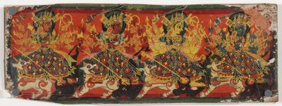 Una de un par de cubiertas de manuscrito que representan a Devi como las Ocho Madres de Nepalese School