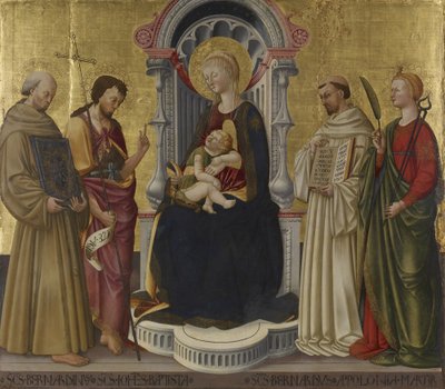 Virgen y Niño entronizados con cuatro santos, c.1450 de Neri di Bicci