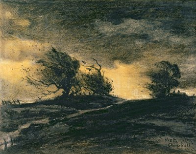 Nocturno (acuarela sobre papel) de Nesta Jennings Campbell