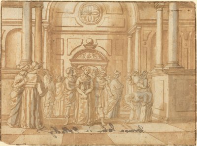 Cristo y la mujer sorprendida en adulterio de Netherlandish 16th Century