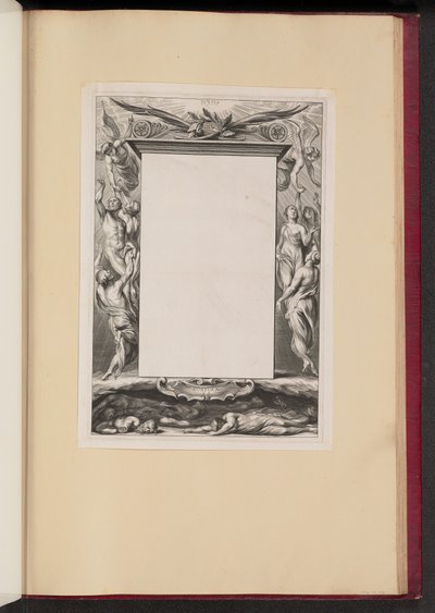 Ilustración de borde con el cielo y el infierno "Corpora S.S." de Netherlandish 17th Century