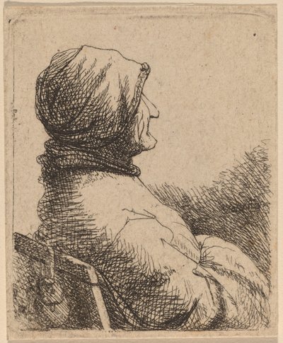 Busto de una anciana de perfil hacia la derecha de Netherlandish 17th Century