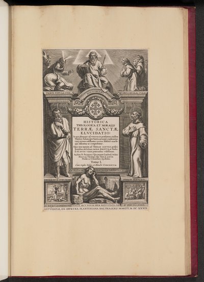 Página de título para Franciscus Aguilonius, Historica Theologica et Moralis Terrae Sanctae Elucidatio de Netherlandish 17th Century after Sir Peter Paul Rubens