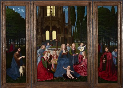 La Virgen y el Niño con Santos y Ángeles en un Jardín, c. 1500 de Netherlandish Master