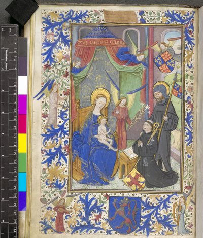 Add 17440 f.13v Virgen del Lirio con el patrón Willem van Bossunt, del Misal de Gante de Netherlandish School