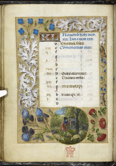 Agregar página de calendario MS 38126 f.11v para noviembre, del 