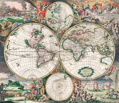 Mapa mundial holandés antiguo de Netherlandish School