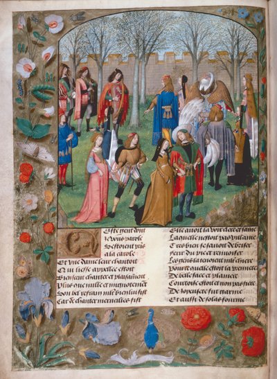 Harl 4425 f.14v La Carolle en el jardín, del 
