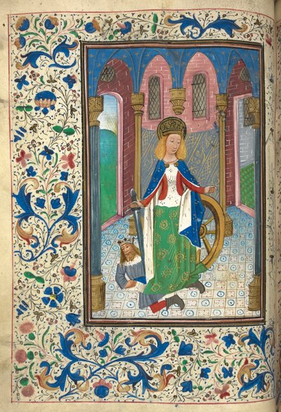 Miniatura de Catalina de Alejandría, con el emperador romano Maxentius (Marcus Aurelius Valerius Maxentius Augustus) (vitela) de Netherlandish School