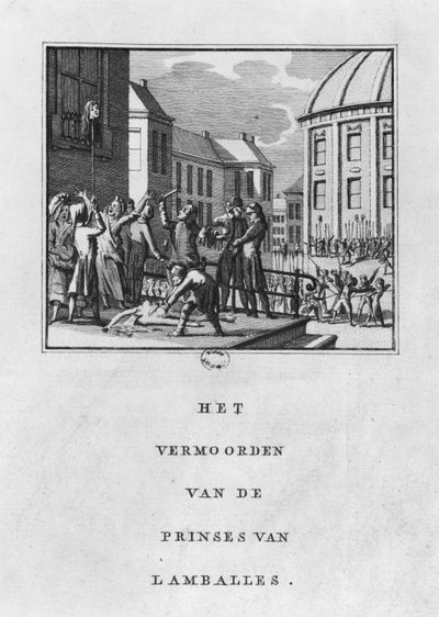 Mutilación de Marie Therese Louise de Savoie-Carignan, Princesa de Lamballe el 3 de septiembre de 1792 de Netherlandish School