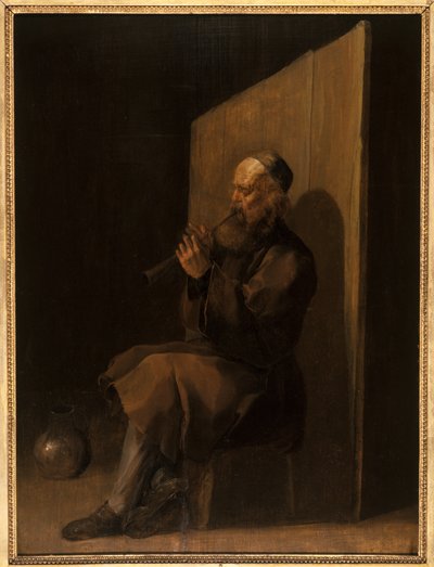 Viejo tocando la flauta de Netherlandish School