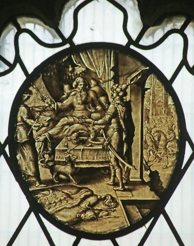 Medallón: Rey Asuero con Amán (el Libro de Ester) de Netherlandish School