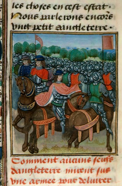 Royal 18 E.II fol.411v Rebelión contra Enrique IV (1367-1413) del Libro IV de 