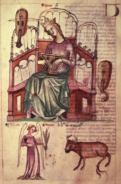 Sloane 3983 fol.42v Venus tocando un salterio, de 