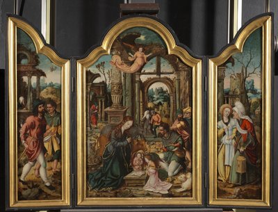 Tríptico - Adoración de los pastores, 1535 de Netherlandish School