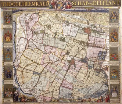 Mapa mural de Delftland, 1712 de Netherlandish School