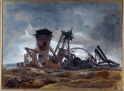 "El pozo de la mina" 1915 (acuarela) de Neville Stephen Lytton