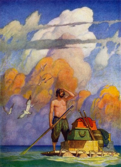 Ilustración para Robinson Crusoe de Newell Convers (after) Wyeth