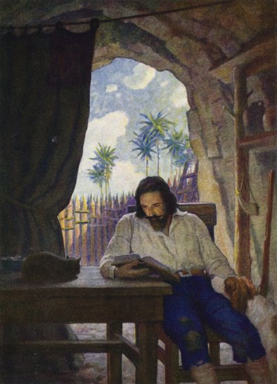 Ilustración para Robinson Crusoe de Newell Convers (after) Wyeth
