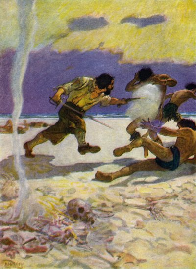 Ilustración para Robinson Crusoe de Newell Convers (after) Wyeth
