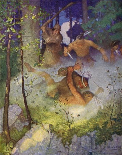 Ilustración para El Último de los Mohicanos de Newell Convers (after) Wyeth