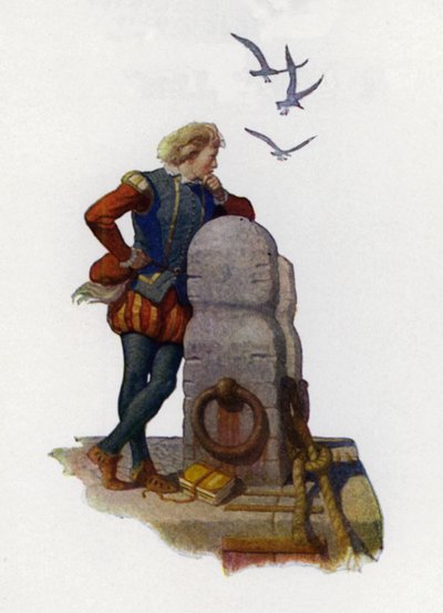 Ilustración de la portada para Westward Ho! de Charles Kingsley de Newell Convers (after) Wyeth