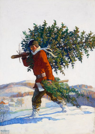 Árbol de Navidad - Chadds Ford (Popular Magazine, ilustración de portada) de Newell Convers Wyeth