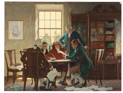 Redacción de la Declaración de Independencia en 1776 de Newell Convers Wyeth
