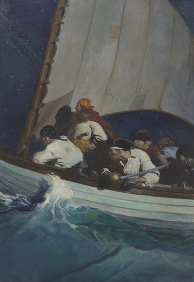 "¡Oh, los hombres de Morgan están fuera por ti; y Barbanegra--bucanero!..." de Newell Convers Wyeth
